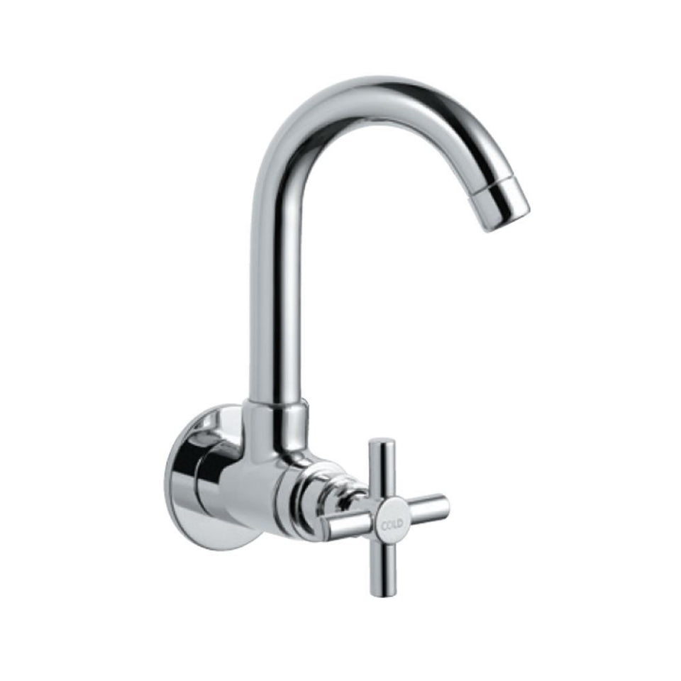 SINK COCK WITH FLANGE - JAQUAR FAUCETS - ( CHROME - SOLO - 0x15 mm - 0inchX0.5inch )