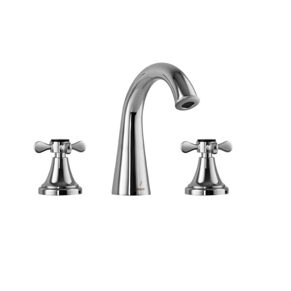 3-HOLE BASIN MIXER W/O POP UP WASTE PIPE - JAQUAR FAUCETS - ( CHROME - QUEENS PRIME - 0x0 mm - 0inchx0inch )