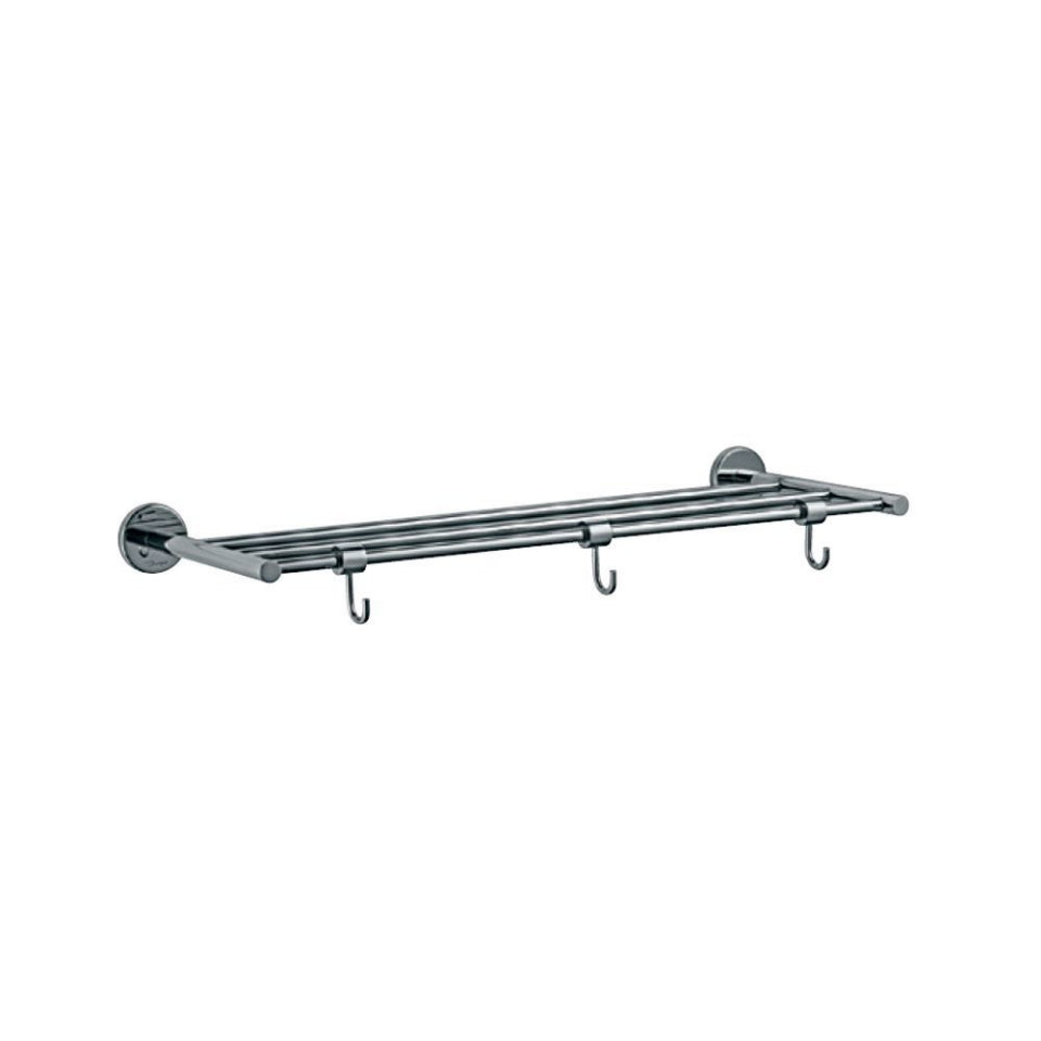 TOWEL RACK W/O HANGER BUT W/3 HOOKS - JAQUAR FAUCETS - ( CHROME - CONTINENTAL ACC. - 0x600 mm - 0inchX24inch )