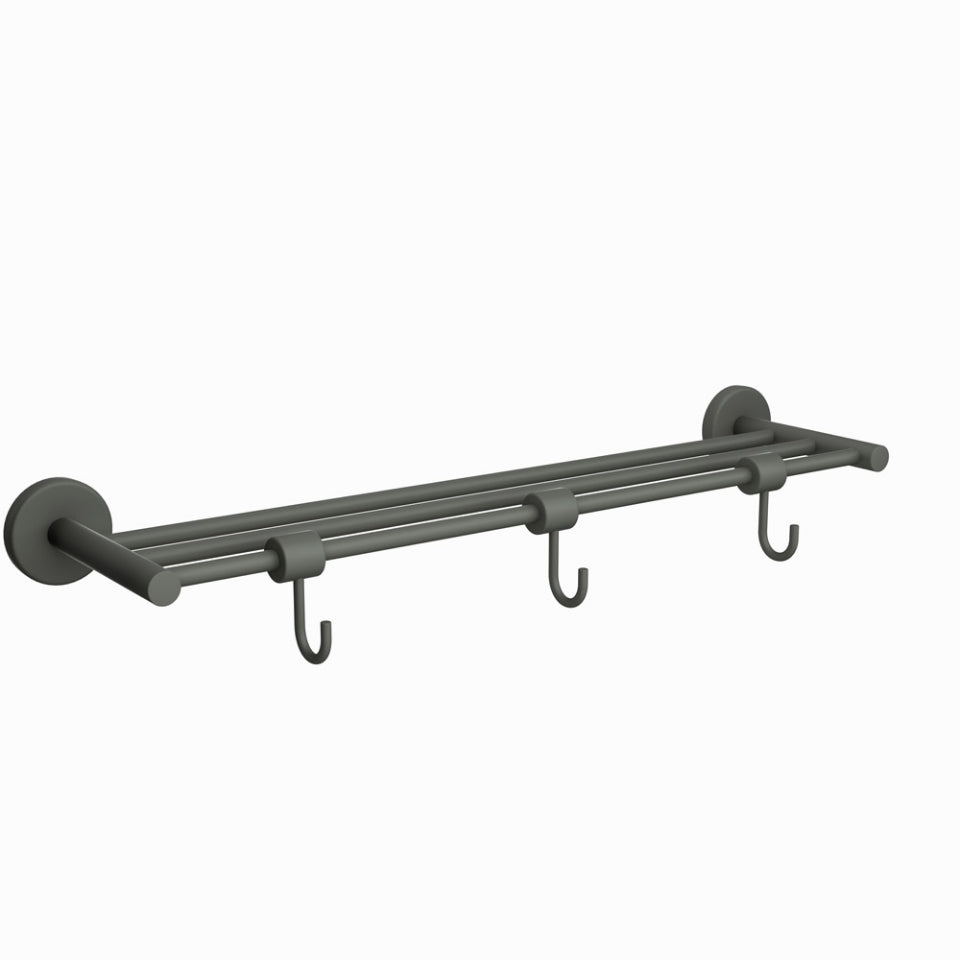 TOWEL RACK W/O HANGER BUT W/3 HOOKS - JAQUAR FAUCETS - ( CHROME - CONTINENTAL ACC. - 0x600 mm - 0inchX24inch )