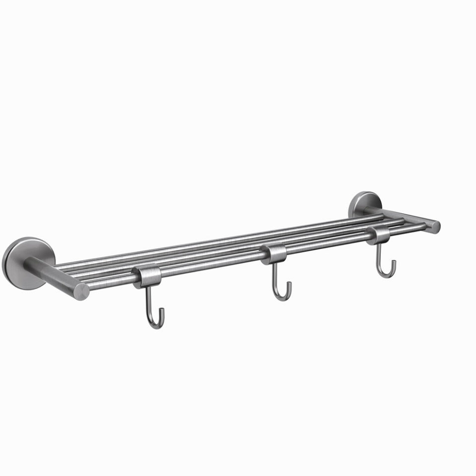 TOWEL RACK WITHOUT LOWER HANG W/3 HOOKS - JAQUAR FAUCETS - ( STAINLESS STEEL - CONTINENTAL ACC. - 0x600 mm - 0inchX24inch )