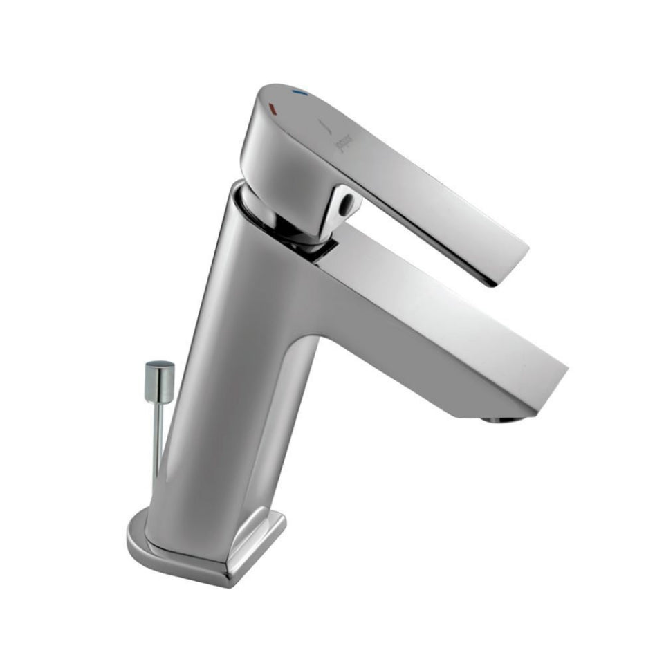 S.L. BASIN MIXER W.POP-UP& BRAIDED PIPES - JAQUAR FAUCETS - ( CHROME - LYRIC - 0x15 mm - 0inchX0.5inch )
