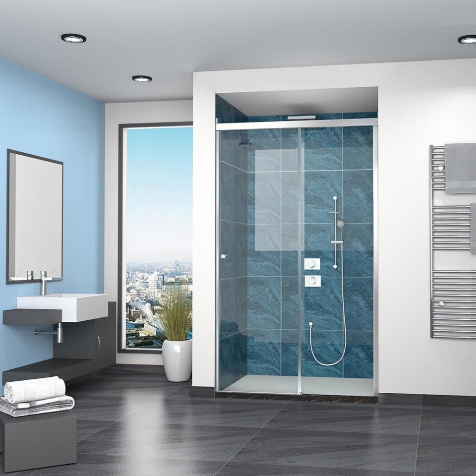 OPTIMA SLIDING DOOR LEFT(1000-1500MM) - JAQUAR ENCLOSURE -  ( CHR - 8MM CLEAR GLASS - 0x2000 mm - 0inchX79inch )