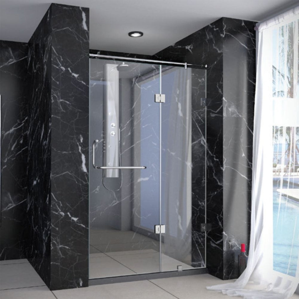 2 PART ENCL WITH G-G HINGES(1600-2000MM)- JAQUAR ENCLOSURE - ( CHROME - 8MM CLEAR TOUGHENED GLASS - 0x1950 mm - 0inchX77inch )