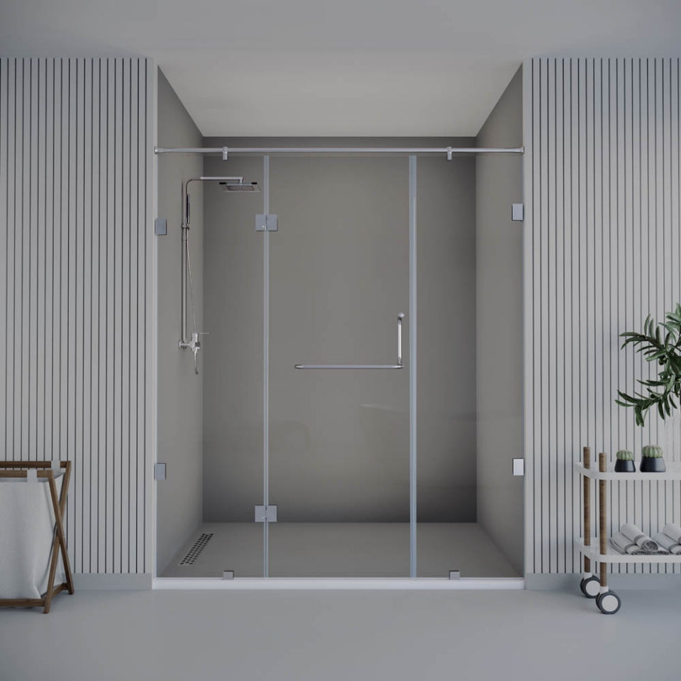 3 PART ENCL WITH G-G HINGES(2000-2400MM) - JAQUAR ENCLOSURE -  ( CHR - 8MM CLEAR GLASS - 0x1950 mm - 0inchX77inch )