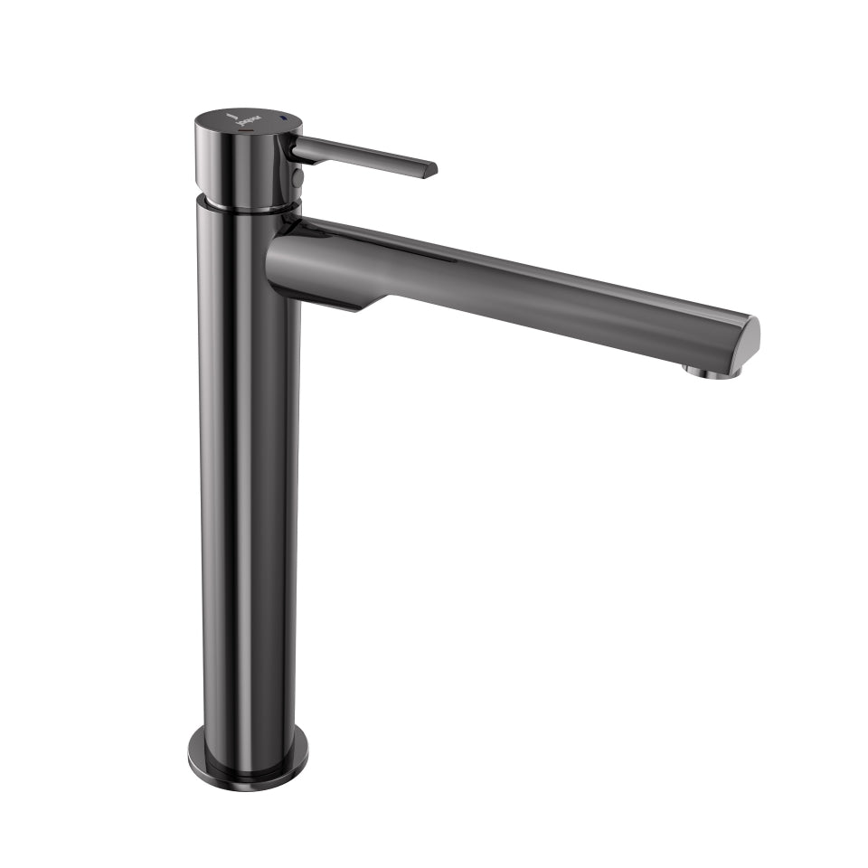 SINGLE LEVER TALL BOY WITH 190MM EXTENSION BODY FIXED SPOUT WITHOUT POPUP W/PIPES - JAQUAR FAUCETS - ( BLACK CHROME - FLORENTINE PRIME - 0x15 mm - 0inchX0.5inch )