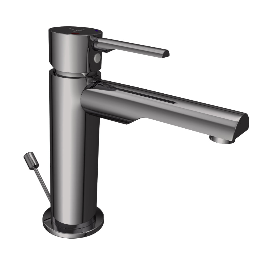 SINGLE LEVER BASIN MIXER WITH POPUP W/PIPES - JAQUAR FAUCETS - ( BLACK CHROME - FLORENTINE PRIME - 0x15 mm - 0inchX0.5inch )
