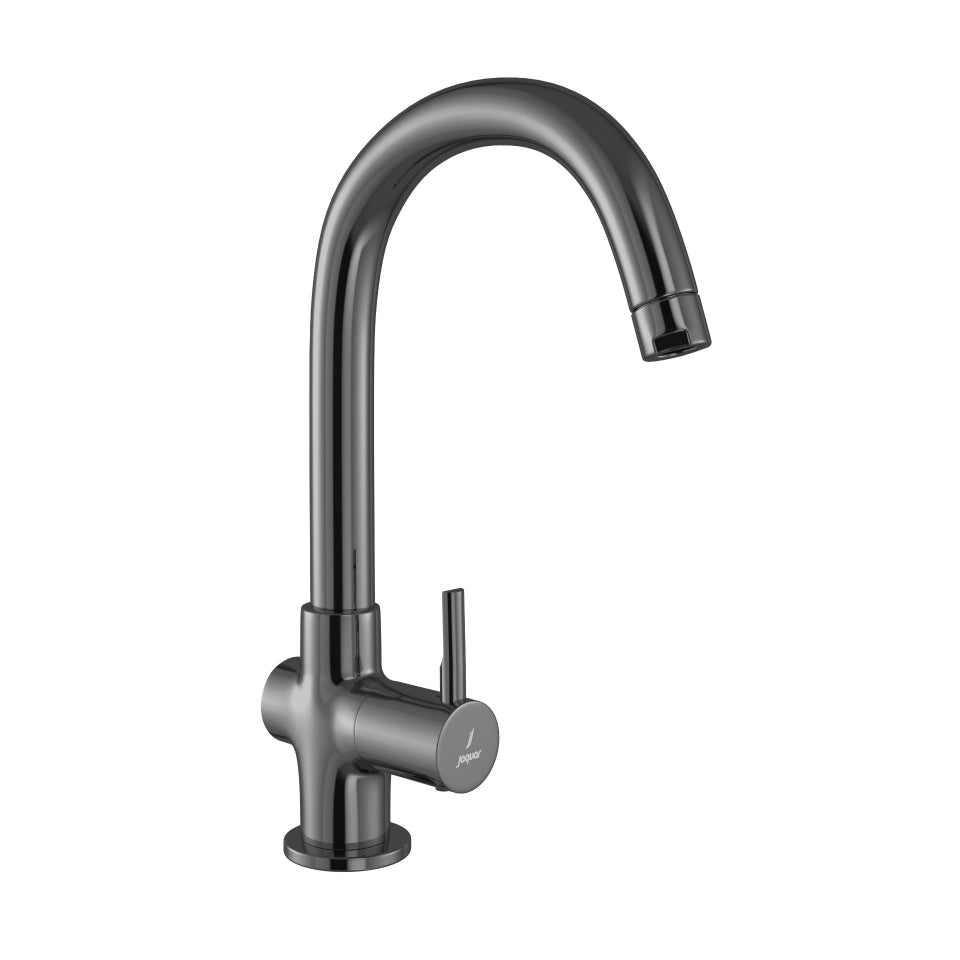 SINK COCK WITH REGULAR SWINGING SPOUT (TABLE MOUNTED MODEL) - JAQUAR FAUCETS - ( BLACK CHROME - FLORENTINE PRIME - 0x15 mm - 0inchX0.5inch )