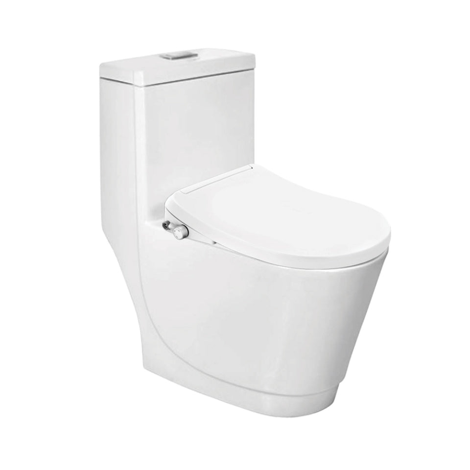 BIDSPA RIMLESS SINGLE PIECE WC S-TRAP 300MM WITH ELECTRONIC PP SEAT COVER, HINGES, DUAL FLUSH CISTERN FITTING, FIXING ACCESSORIES SET - JAQUAR SWARE - ( WHITE - BIDSPA (ELECTRONIC WC)- 675x360 mm - 27inchX14.4inch )