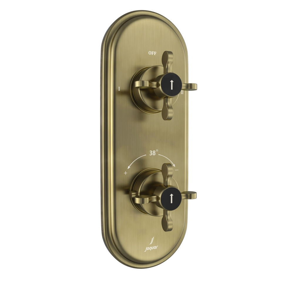 AQUAMAX EXPOSED PART KIT OF THERMOSTATIC SHOWER MIXER WITH 2-WAY DIVERTER WITH SLEEVE (COMPATIBLE WITH ALD-681N) - JAQUAR FAUCETS - ( ANTIQUE BRONZE - QUEENS PRIME - 0x15 mm - 0inchX0.5inch )