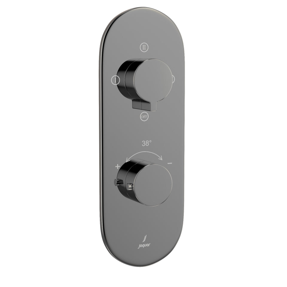 AQUAMAX EXPOSED PART KIT OF THERMOSTATIC SHOWER MIXER WITH 3-WAY DIVERTER & SLEEVE (COMPATIBLE WITH ALD-683N) - JAQUAR FAUCETS - (BLACK CHROME - LAGUNA - 0x15 mm - 0inchX0.5inch)