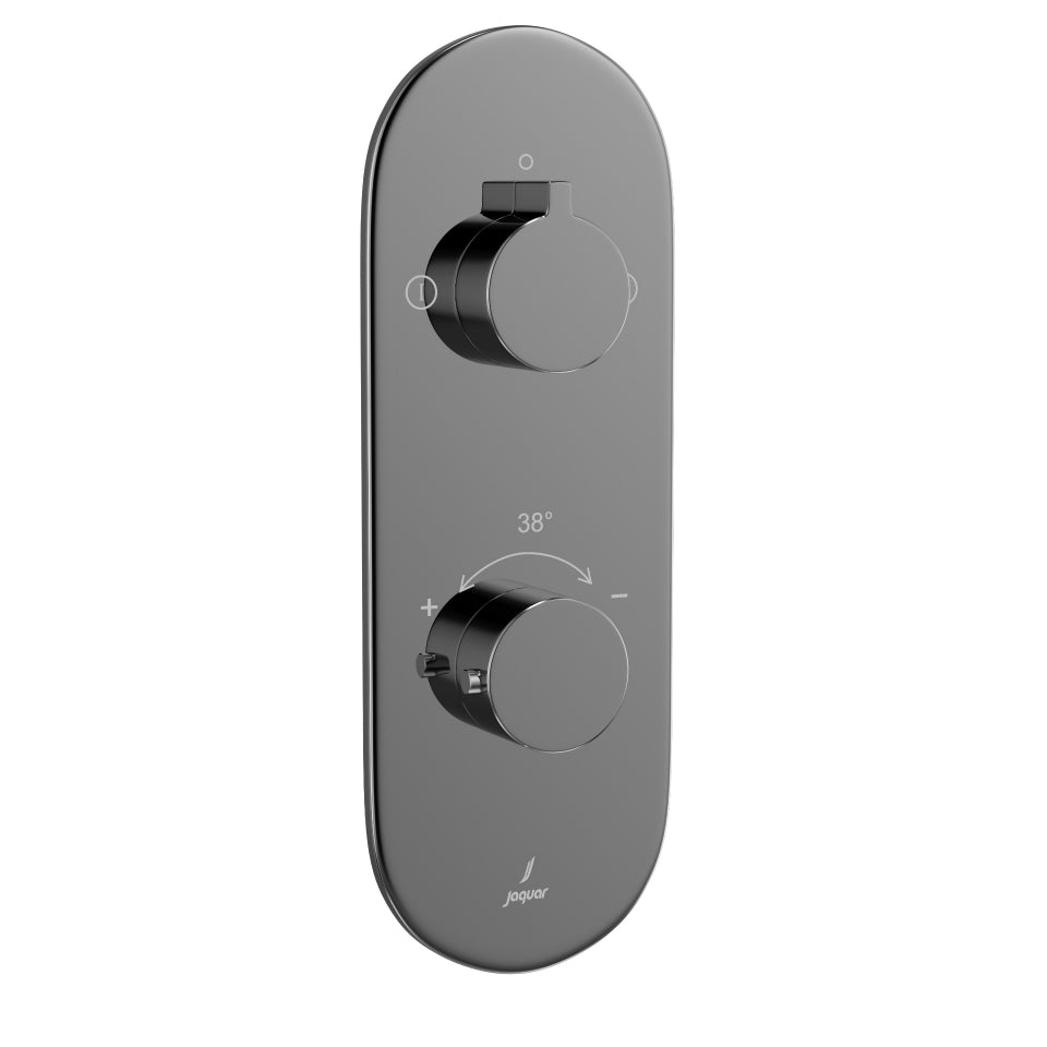 AQUAMAX EXPOSED PART KIT OF THERMOSTATIC SHOWER MIXER WITH 2-WAY DIVERTER WITH SLEEVE (COMPATIBLE WITH ALD-681N) - JAQUAR FAUCETS - (BLACK CHROME - LAGUNA - 0x15 mm - 0inchX0.5inch)