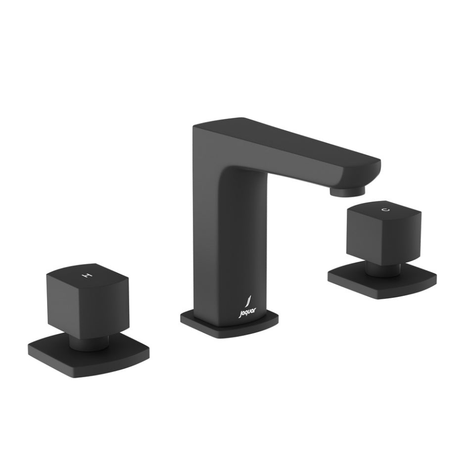 3-HOLE BASIN MIXER WITHOUT POPUP WASTE - JAQUAR FAUCETS - ( BLACK MATT - KUBIX PRIME - 0x15 mm - 0inchX0.5inch )