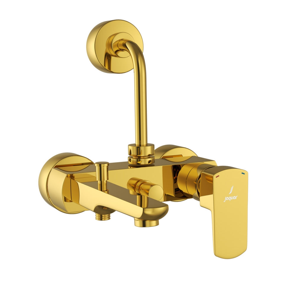 SINGLE LEVER WALL MIXER 3-IN-1 SYSTEM - JAQUAR FAUCETS - ( GOLD BRIGHT PVD - KUBIX PRIME - 0x15 mm - 0inchX0.5inch )