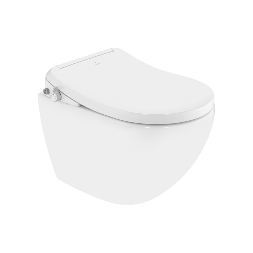 BIDSPA RIMLESS BLIND INSTALLATION WALL HUNG WC WITH ELECTRONIC PP SEAT COVER, HINGES & ACCESSORIES SET - JAQUAR SWARE - ( WHITE - BIDSPA (ELECTRONIC WC)- 375x520x400 mm - 15inchX20.8inchX16inch )