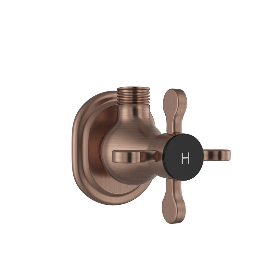 ANGULAR STOP COCK WITH WALL FLANGE - JAQUAR FAUCETS -  ( ANTIQUE COPPER - QUEENS PRIME - 0x20 mm - 0inchX0.75inch )
