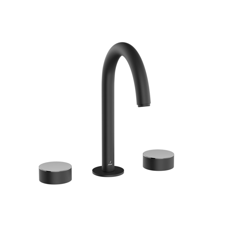 3-HOLE BASIN MIXER WITH PIPE SPOUT - LEVER - JAQUAR FAUCETS - ( BLACK MATT - LAGUNA - 0x15 mm - 0inchX0.5inch )