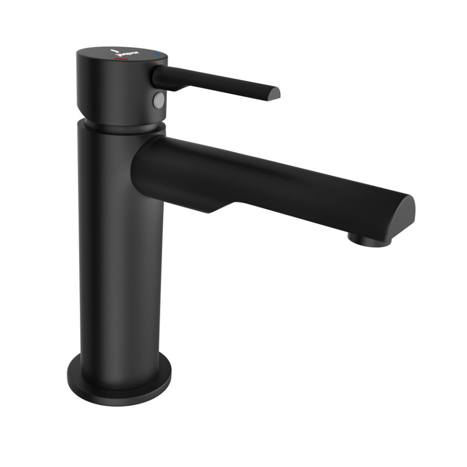 SINGLE LEVER BASIN MIXER WITHOUT POPUP W/PIPES - JAQUAR FAUCETS - ( BLACK MATT - FLORENTINE PRIME - 0x15 mm - 0inchX0.5inch )
