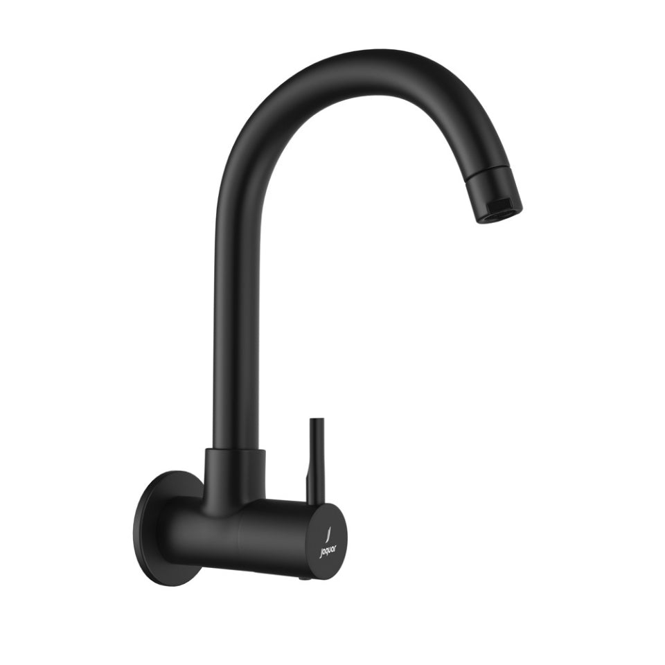 SINK COCK WITH REGULAR SWINGING SPOUT (WALL MOUNTED MODEL) - JAQUAR FAUCETS - ( BLACK MATT - FLORENTINE PRIME - 0x15 mm - 0inchX0.5inch )