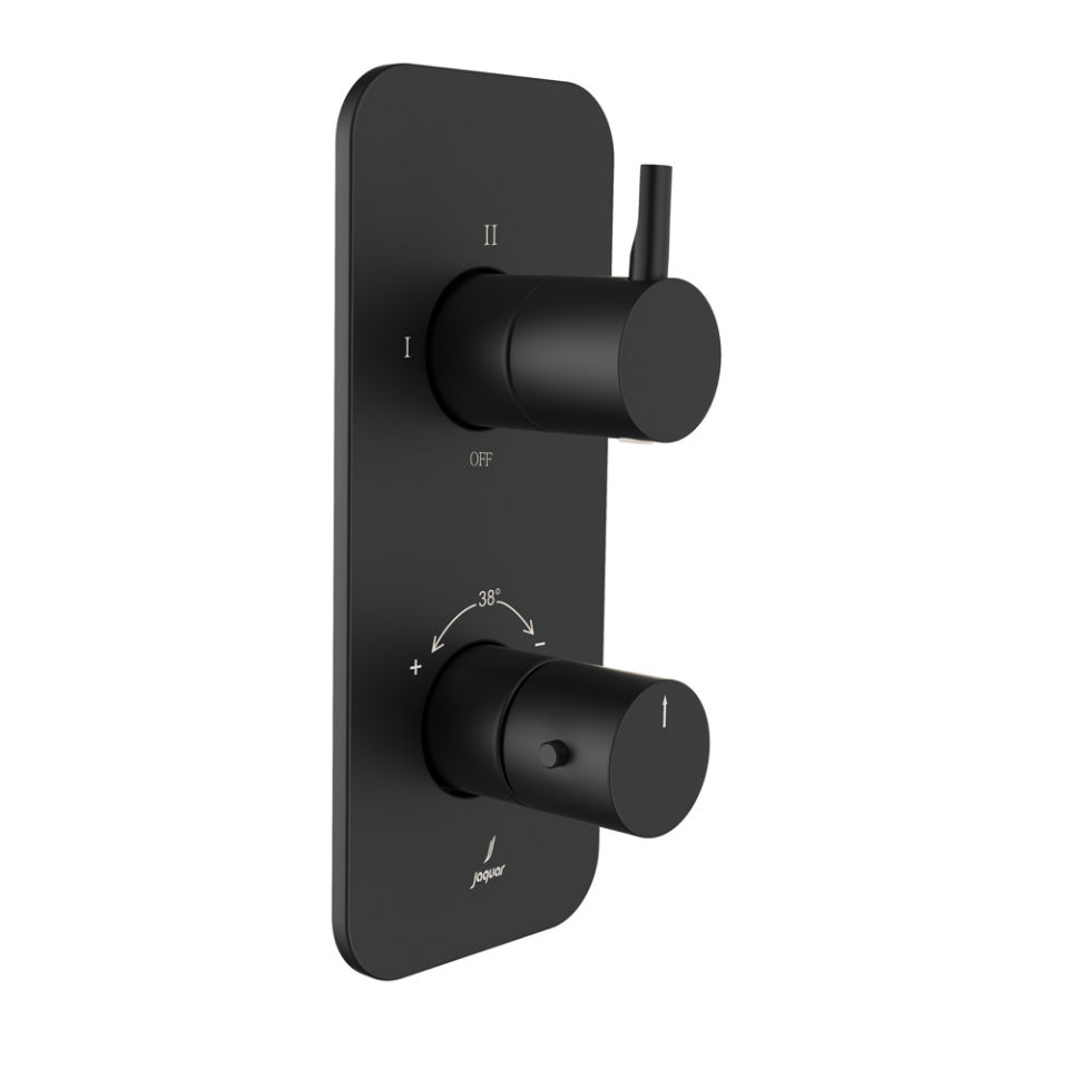 AQUAMAX EXPOSED PART KIT OF THERMOSTATIC SHOWER MIXER WITH 3-WAY DIVERTER & SLEEVE (COMPATIBLE WITH ALD-683N) - JAQUAR FAUCETS - ( BLACK MATT - FLORENTINE PRIME - 0x20 mm - 0inchX0.8inch )