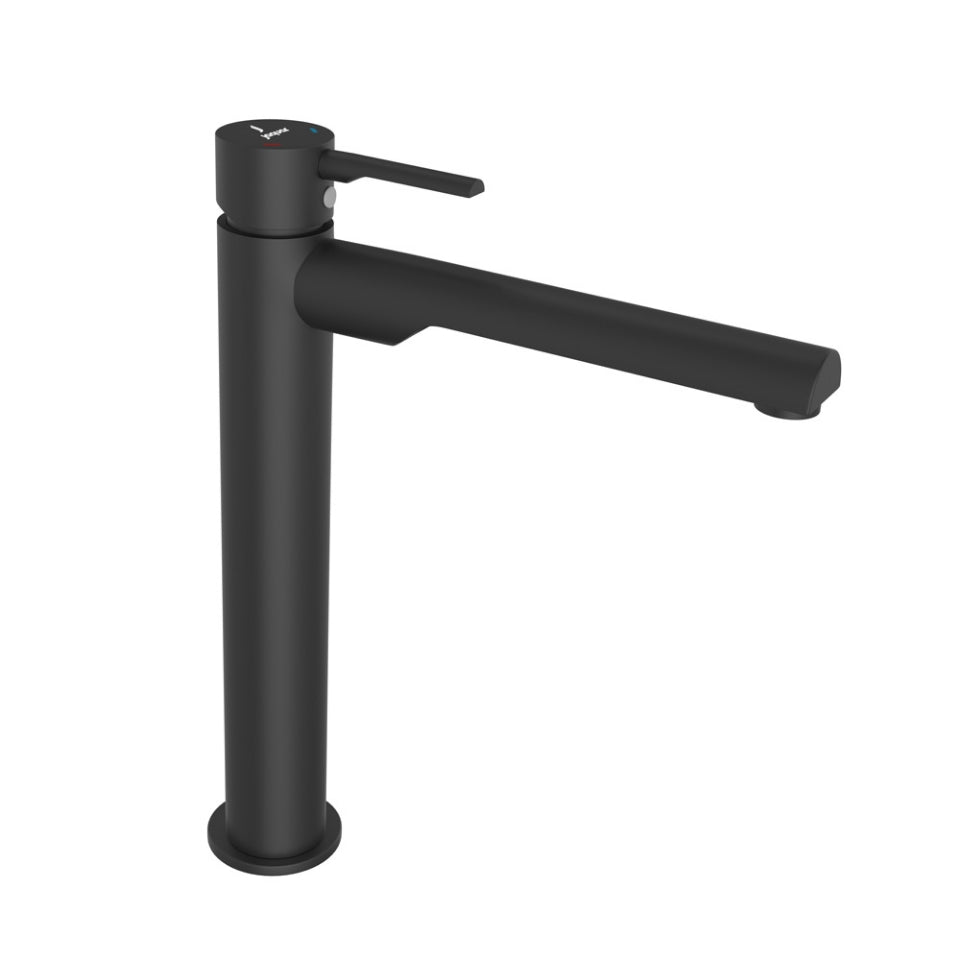 SINGLE LEVER TALL BOY WITH 190MM EXTENSION BODY FIXED SPOUT WITHOUT POPUP W/PIPES - JAQUAR FAUCETS - ( BLACK MATT - FLORENTINE PRIME - 0x15 mm - 0inchX0.5inch )