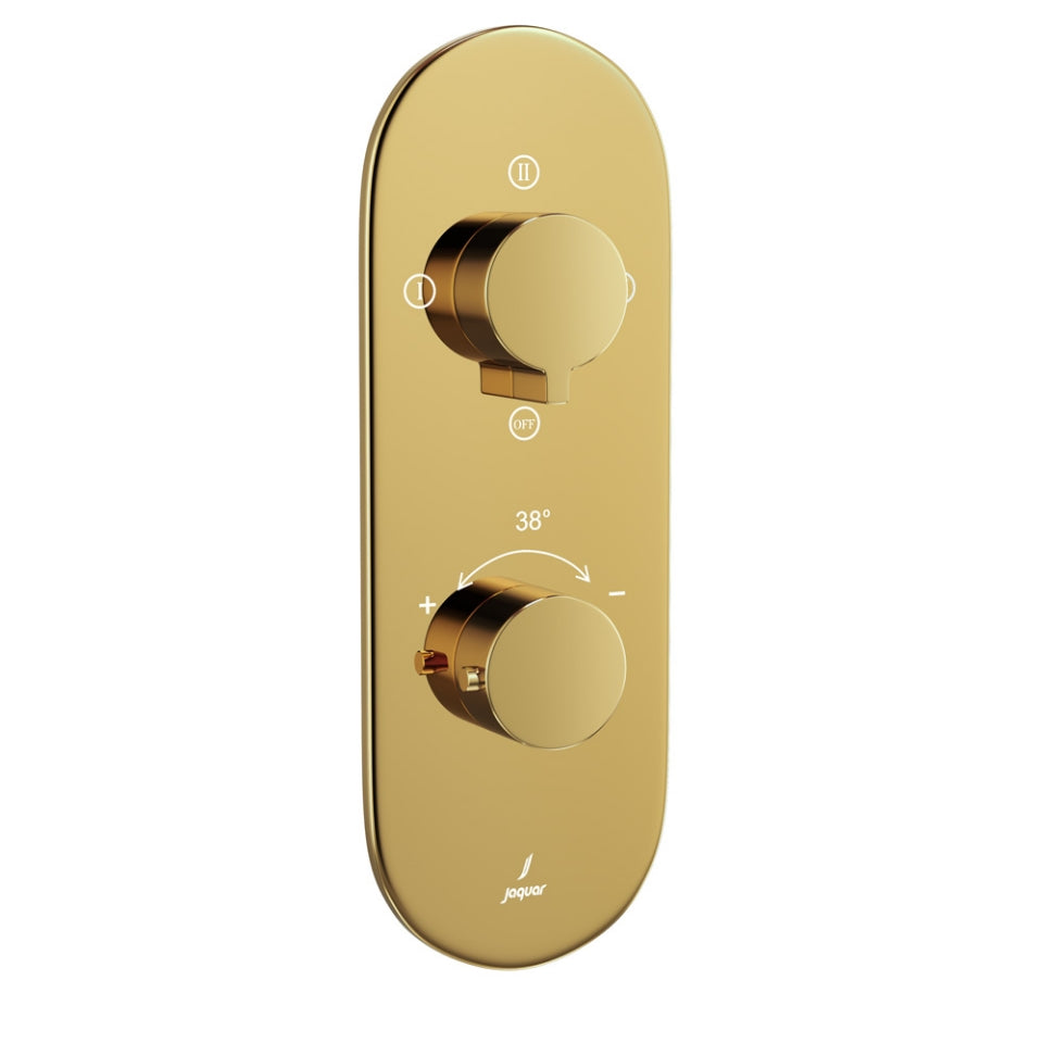 AQUAMAX EXPOSED PART KIT OF THERMOSTATIC SHOWER MIXER WITH 3-WAY DIVERTER & SLEEVE (COMPATIBLE WITH ALD-683N) - JAQUAR FAUCETS - (GOLD BRIGHT PVD - LAGUNA - 0x15 mm - 0inchX0.5inch)