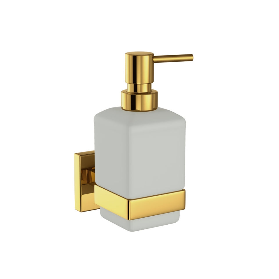 SOAP DISPENSOR W/GLASS BOTTLE - JAQUAR FAUCETS - (GOLD BRIGHT PVD - ACC. KUBIX PRIME - 0x0 mm - 0inchX0inch)