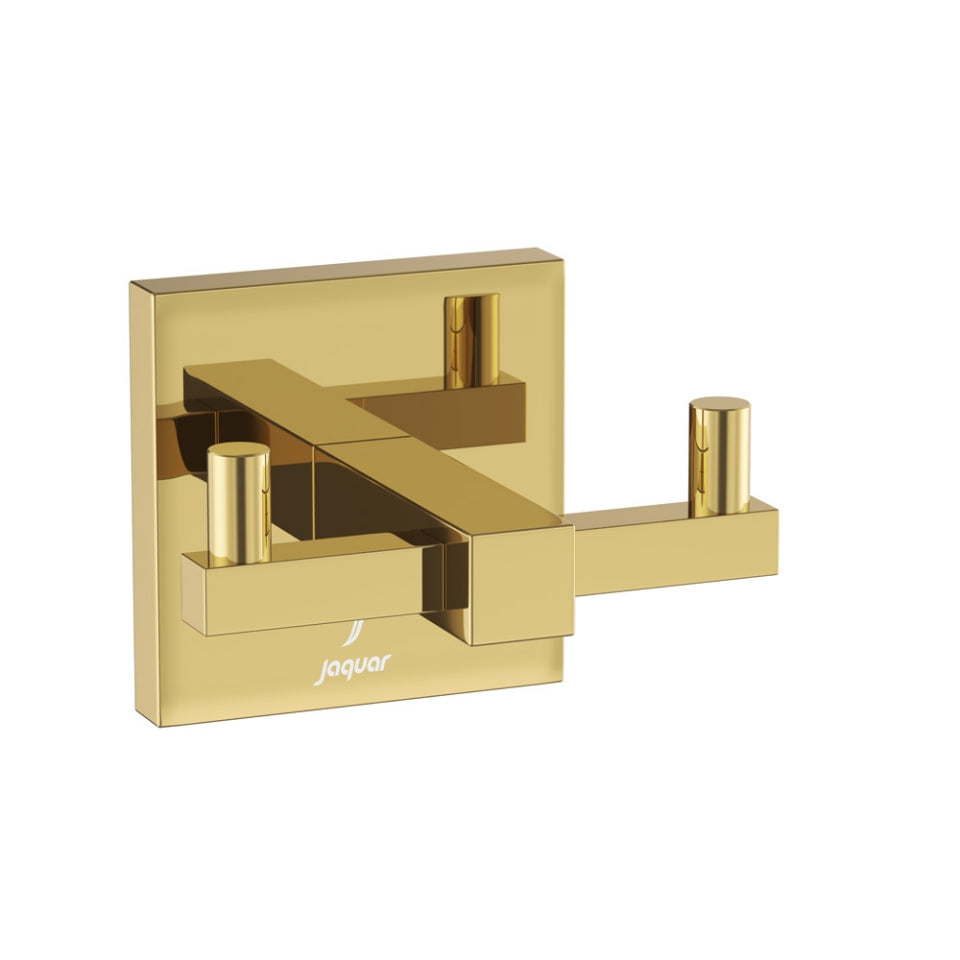 DOUBLE COAT HOOK - JAQUAR FAUCETS -  ( GOLD BRIGHT PVD - ACC. KUBIX PRIME - 0x0 mm - 0inchx0inch )