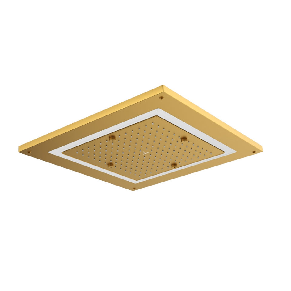 DUOFLO SHOWER SQUARE SHAPE LED LIGHT W/REMOTE CONTROL - JAQUAR FAUCETS - ( GOLD MATT PVD - OVERHEAD SHOWER - 450x450 mm - 18inchX18inch )
