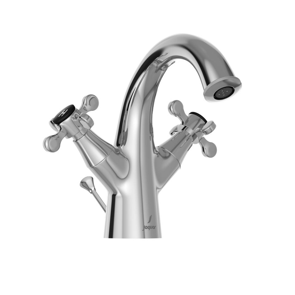 CENTRAL HOLE BASIN MIXER WITH POPUP WASTE SYSTEM - JAQUAR FAUCETS - ( CHROME - QUEENS PRIME - 0x15 mm - 0inchX0.5inch )