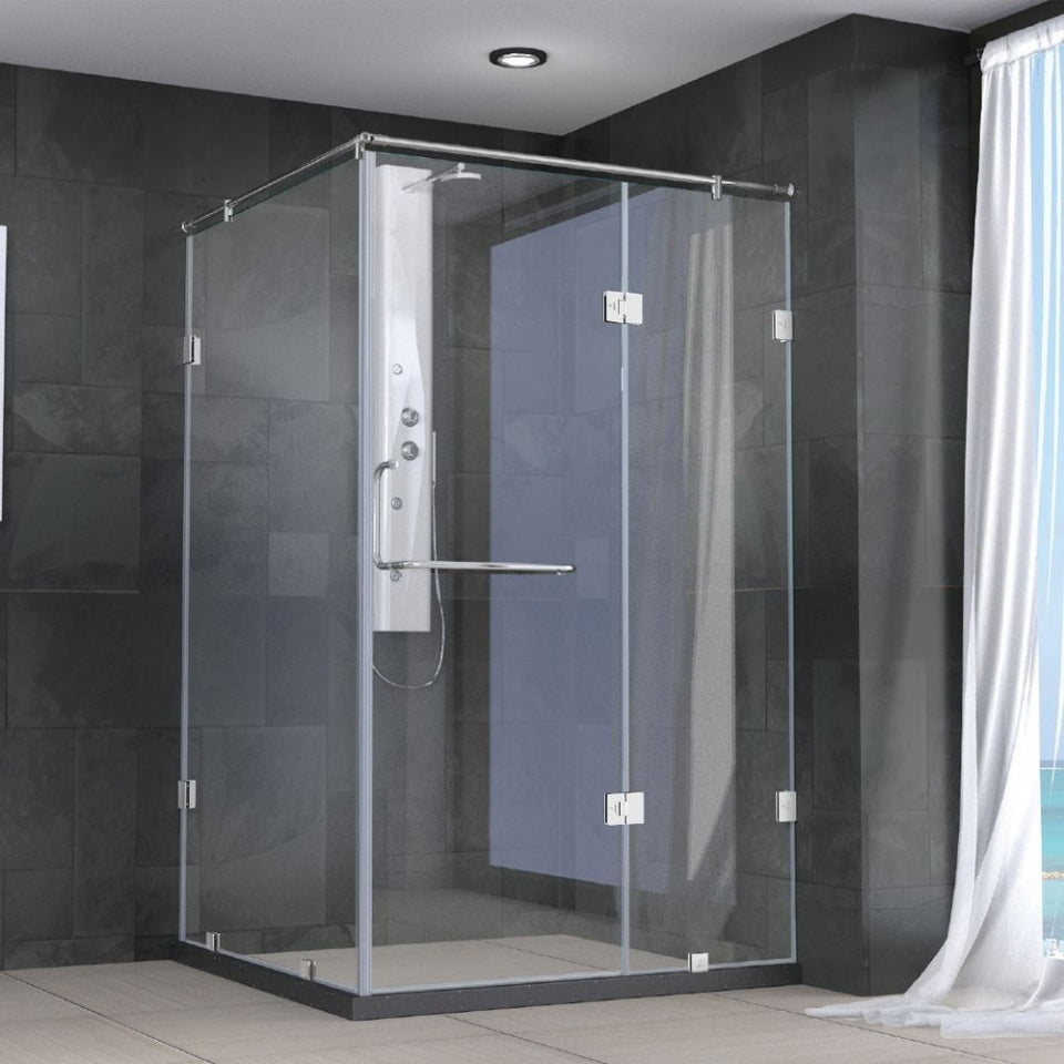 CORNER(2000-2400MM) G-G HINGES - JAQUAR ENCLOSURE -  ( CHR - 8MM CLEAR GLASS - 0x1950 mm - 0inchX77inch )