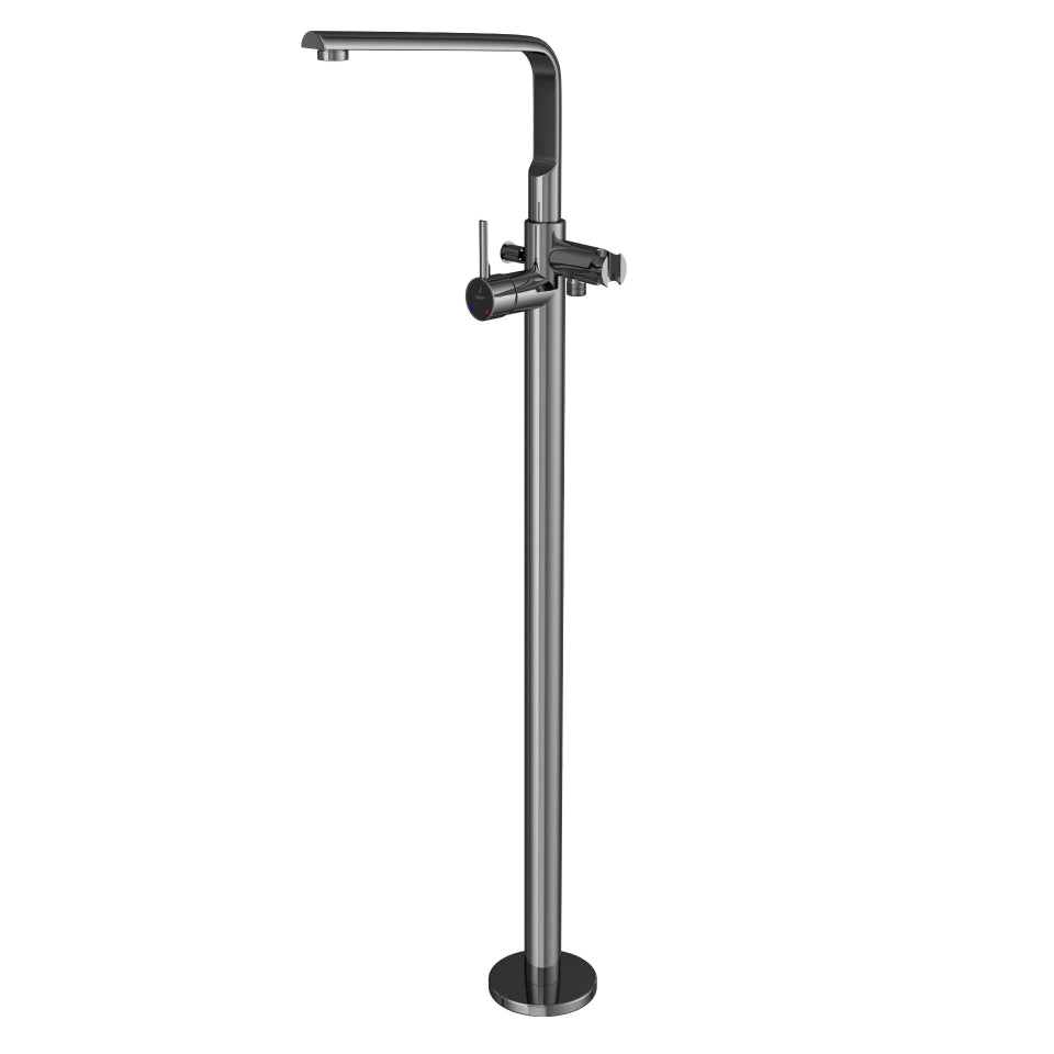 EXPOSED PARTS OF FLOOR MOUNTED SINGLE LEVER BATH MIXER - JAQUAR FAUCETS - ( BLACK CHROME - FLORENTINE PRIME - 0x15 mm - 0inchX0.5inch )