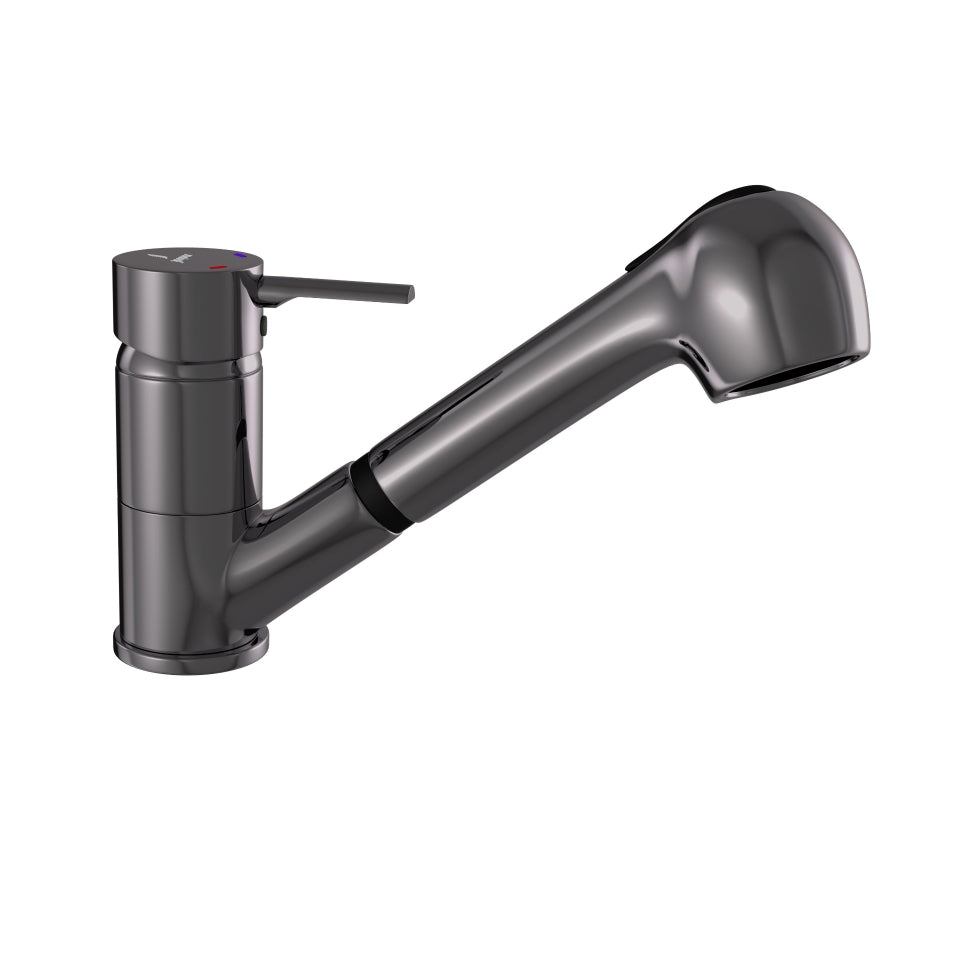 SINGLE LEVER SINK MIXER (TABLE MOUNTED) WITH EXTRACTABLE HAND SHOWER DUAL FLOW - JAQUAR FAUCETS - ( BLACK CHROME - FLORENTINE PRIME - 0x15 mm - 0inchX0.5inch )