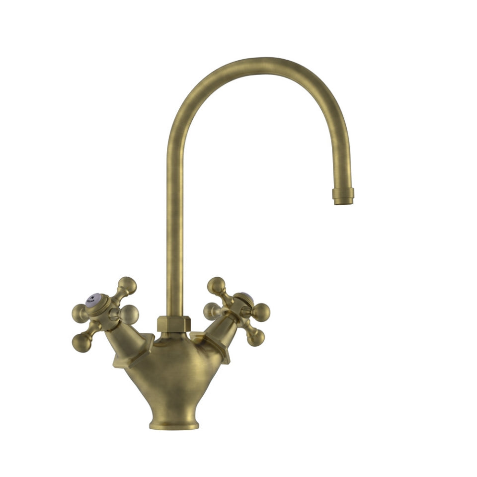 SINK MIXER T/M W/BRAIDED PIPES - JAQUAR FAUCETS - ( ANTIQUE BRONZE - QUEENS - 0x15 mm - 0inchX0.5inch )