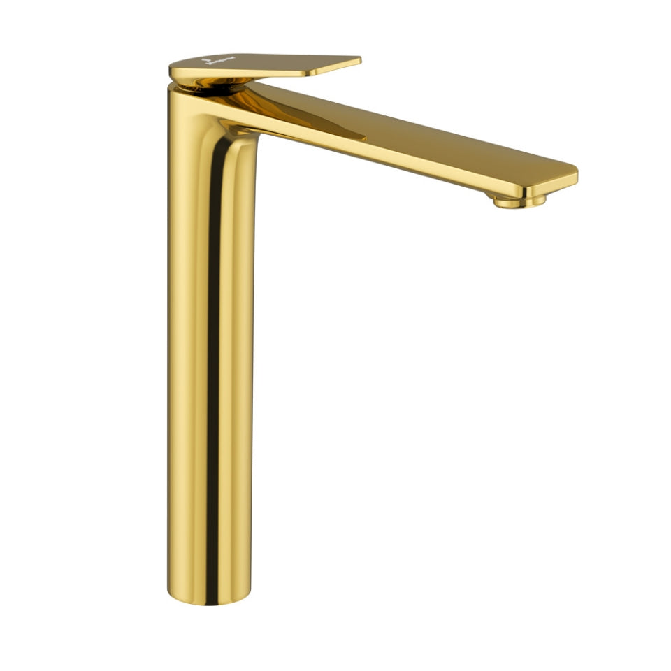 SINGLE LEVER HIGH NECK BASIN MIXER - JAQUAR FAUCETS - ( GOLD BRIGHT PVD - LAGUNA - 0x15 mm - 0inchX0.5inch )