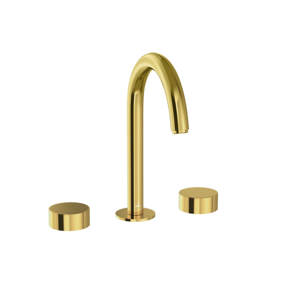 3-HOLE BASIN MIXER WITH PIPE SPOUT - JAQUAR FAUCETS - ( GOLD BRIGHT PVD - LAGUNA - 0x15 mm - 0inchX0.5inch )