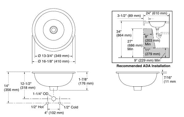 QUILA UNDER COUNTER LAVATORY - KOHLER LUXURY - ( BISCUIT - LUXURY - 410x410 mm - 16.4inchX16.4inch )