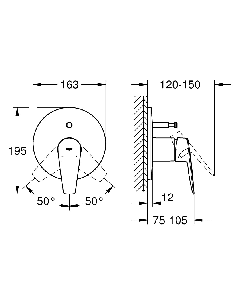 NEW BAUEDGE 1-HANDLE BATH/SHOWER MIXER - GROHE-G2 - ( CHROME - G2 - BAUCOSMOPOLITAN - 0x15 mm - 0inchX0.5inch )
