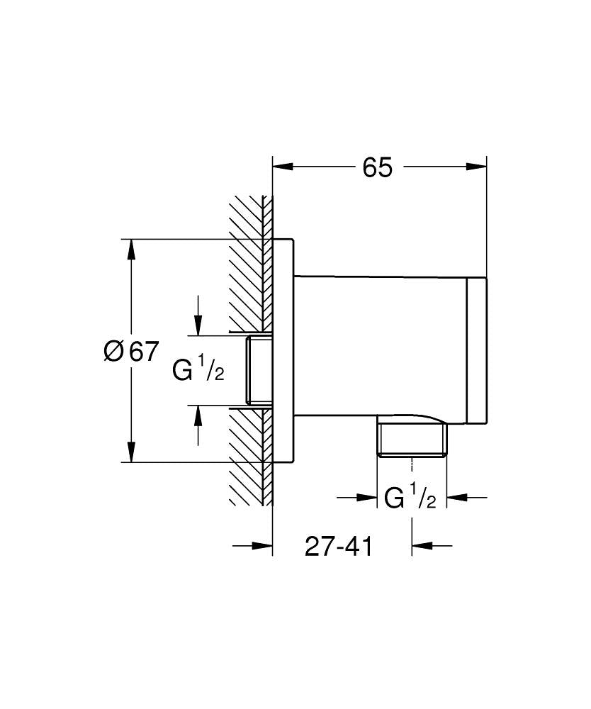 RELEXA WALL UNION - GROHE - ( CHROME - G4 - RELEXA - 0x15 mm - 0inchX0.5inch )