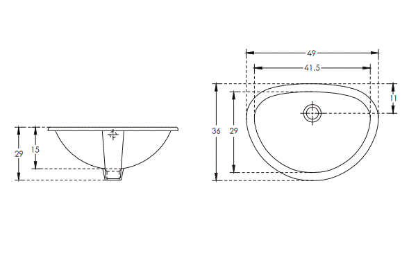 WASH BASIN MINI OVAL - HINDWARE - ( STAR WHITE - OVAL - 480x350 mm - 19inchX14inch )
