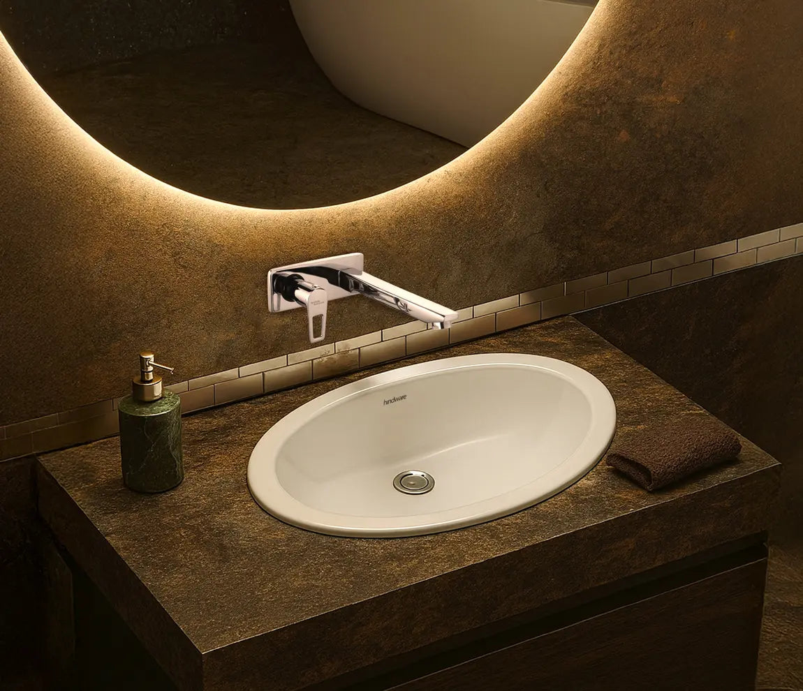 WASH BASIN MINI OVAL - HINDWARE - ( STAR WHITE - OVAL - 480x350 mm - 19inchX14inch )