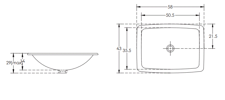 WASH BASIN GARNET U/COUNTER - HINDWARE - ( STAR WHITE - ART - 580x430 mm - 23inchX17inch )