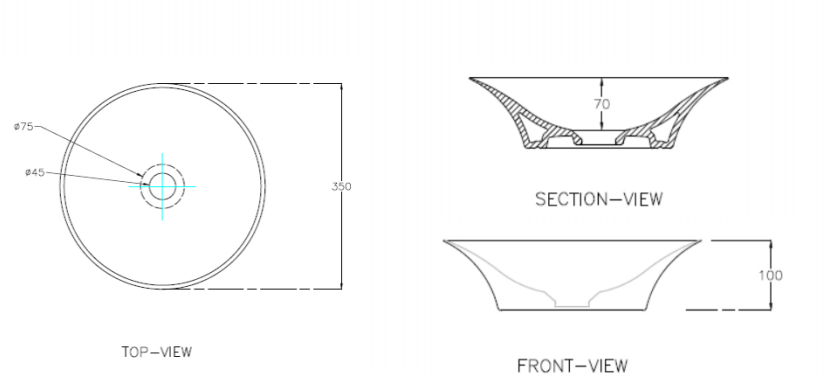TABLE TOP WASH BASIN ROUND - HINDWARE -  ( STAR WHITE - ELEGANCE - 350x350 mm - 14inchX14inch )