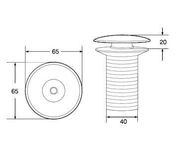 WASTE COUPLING W/POP UP FOR STONE - AQUANT -  ( NERO MARQUINA MARBLE -  - 32x12 mm - 1.28inchX0.48inch )