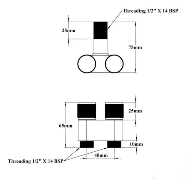 ANGLE COCK 2WAY - VIKING -  ( CHROME - BRASS - 15x15 mm - 0.6inchX0.6inch )