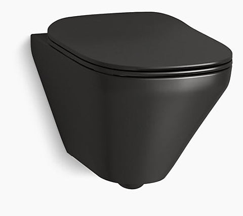 MODERN LIFE EDGE ROUND WALL HUNG EWC WITHOUT SEAT COVER FOR 27791IN-HB1 (BOLT DISTANCE 7 INCH)- KOHLER LUXURY - ( HONED BLACK - LUXURY - 540x360 mm - 21.6inchX14.4inch )