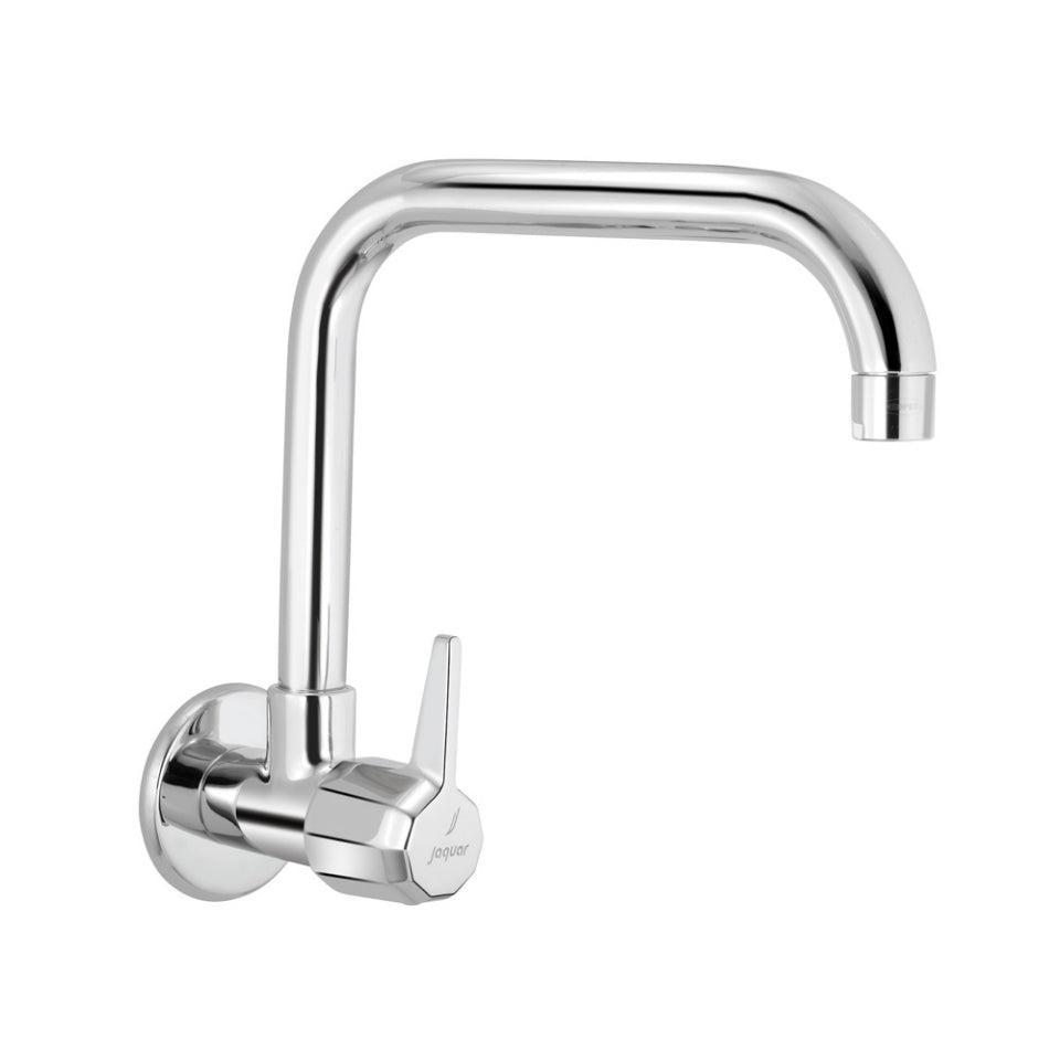 SINK COCK WITH SWINGING SPOUT (WALL MOUNTED)WITH WALL FLANGE - JAQUAR FAUCETS - ( CHROME - CONTINENTAL PRIME - 0x15 mm - 0inchX0.5inch )