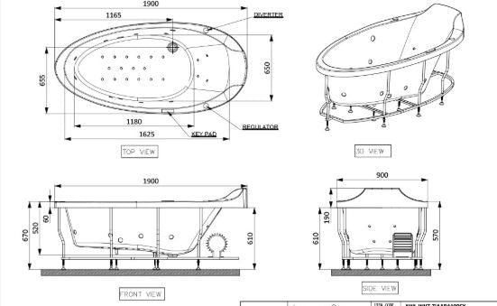 TIAARA SUPERIOR WHIRLPOOL AND AIRPOOL COMBI SYSTEM - ARTIZE WELLNESS - ( WHITE - TIAARA - 1900x900 mm - 76inchX36inch )