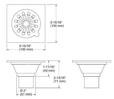 FLOOR DRAIN - KOHLER POPULAR - ( ROSE GOLD - POPULAR - 0x100 mm - 0inchX4inch )