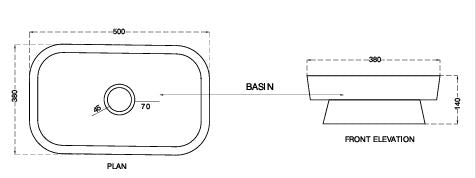 SEMI COUNTER/TABLE MOUNTED WASH BASIN - AQUANT - ( WHITE - - 500x380 mm - 20inchX15.2inch )